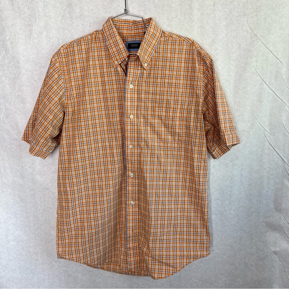 Arrow Casual Button Down Shirt in Light Orange Plaid - Picture 1 of 3